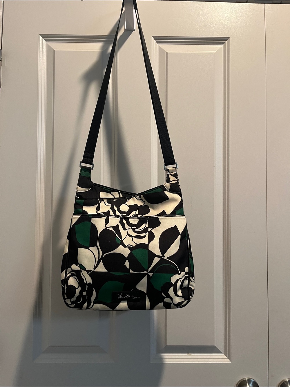 Vera Bradley Black, White & Green Floral Shoulder Bag